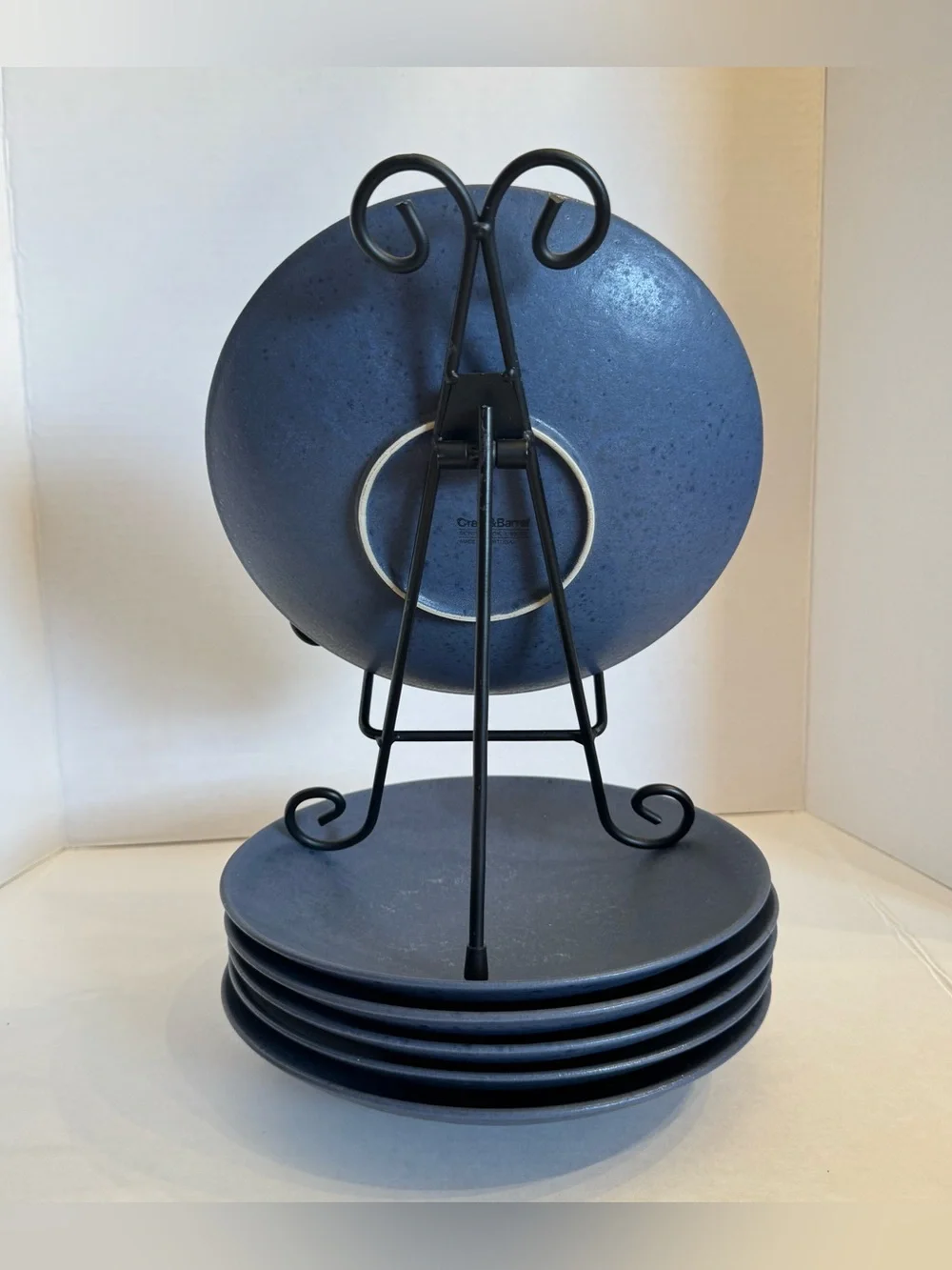 RARE Crate Barrel Craft Indigo Stoneware Coupe Salad Plate 8.5